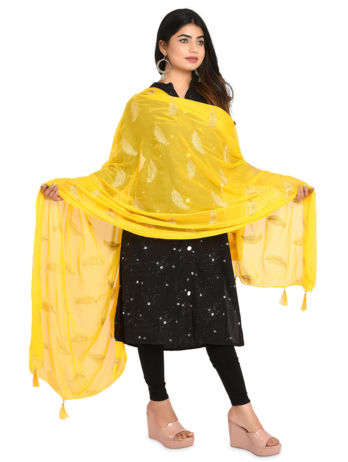 yellow chiffon dupatta - 18324659 - Standard Image - 1