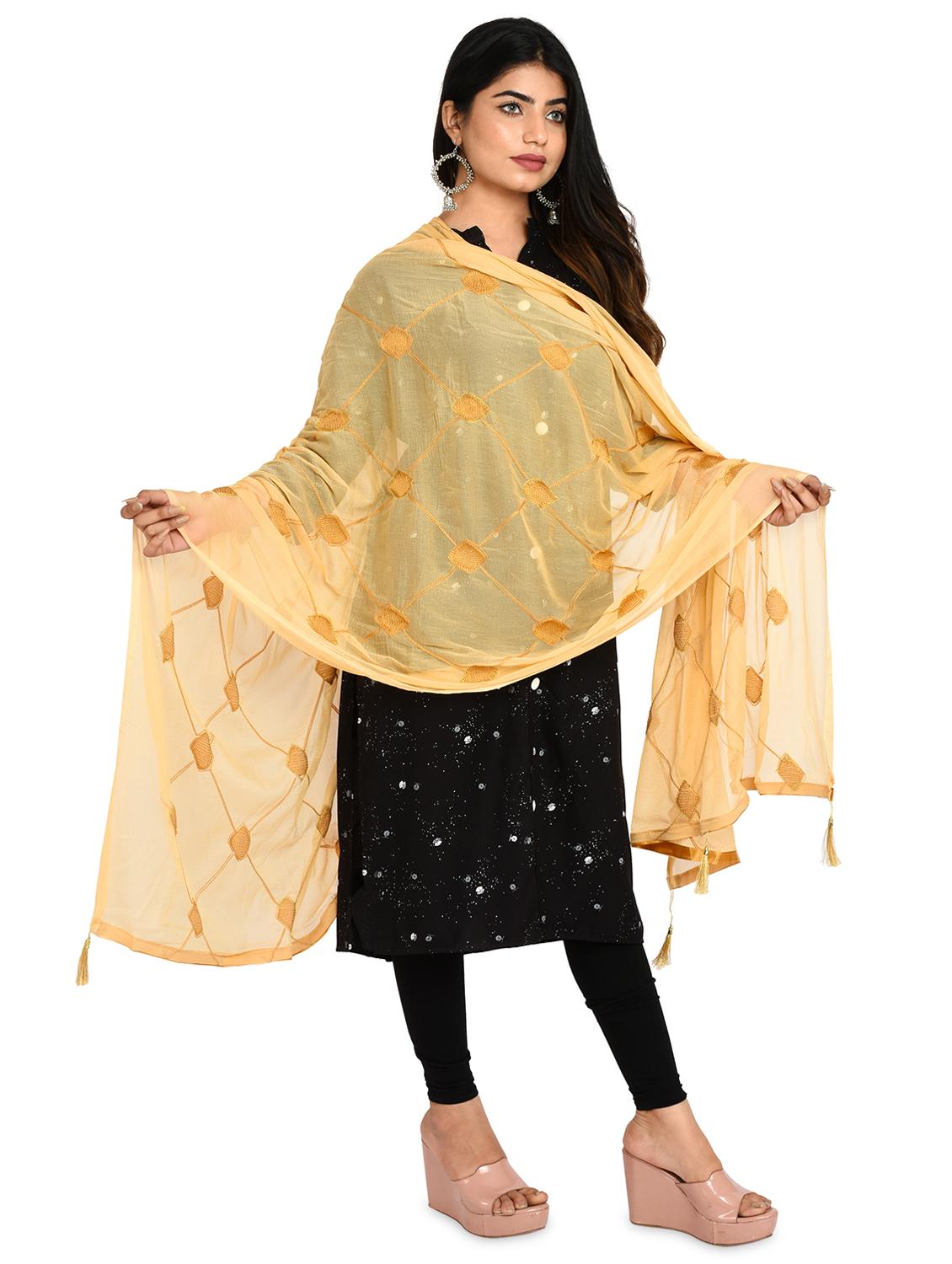 beige chiffon dupatta - 18324682 - Standard Image - 1