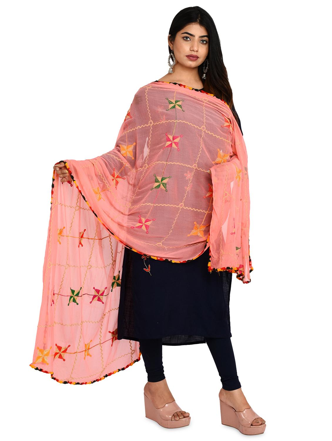 peach chiffon dupatta - 18324702 -  Standard Image - 1