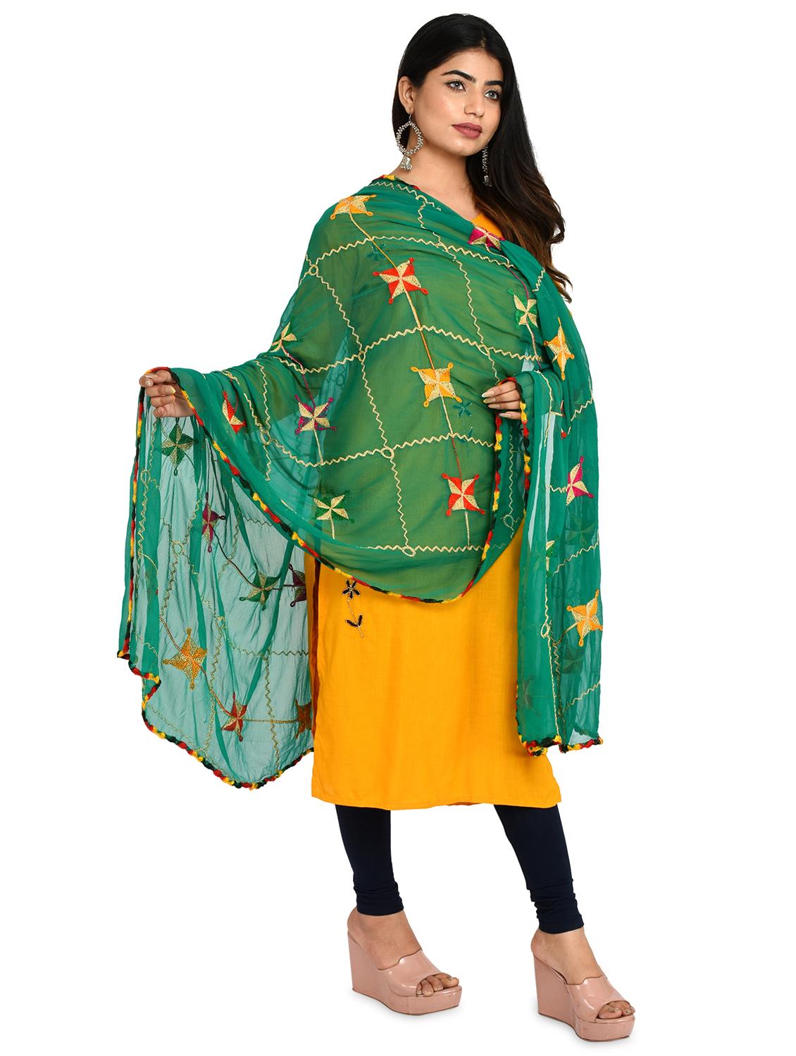 olive chiffon dupatta - 18324703 - Standard Image - 1