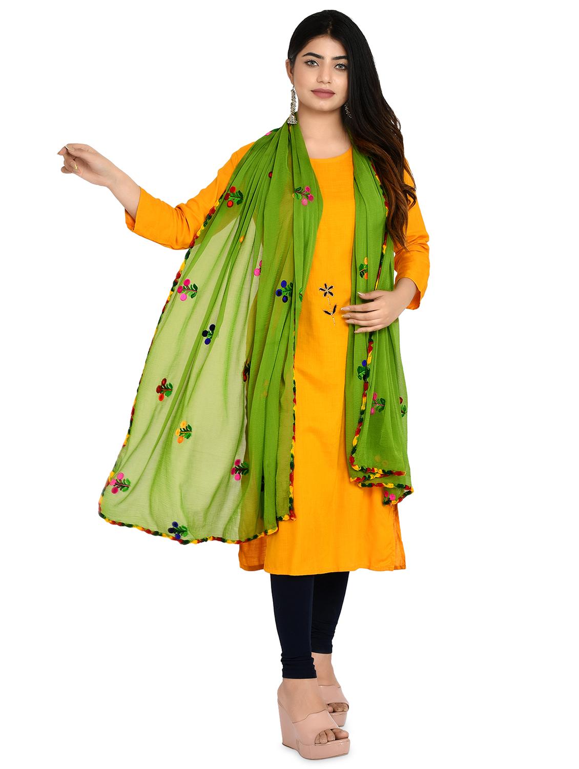 green floral embroidered dupatta - 18324712 -  Standard Image - 1