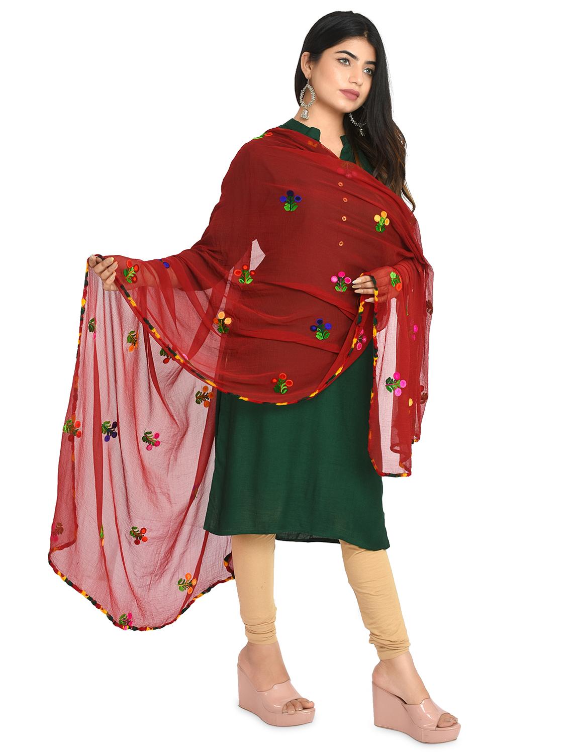 floral embroidered dupatta - 18324713 -  Standard Image - 1