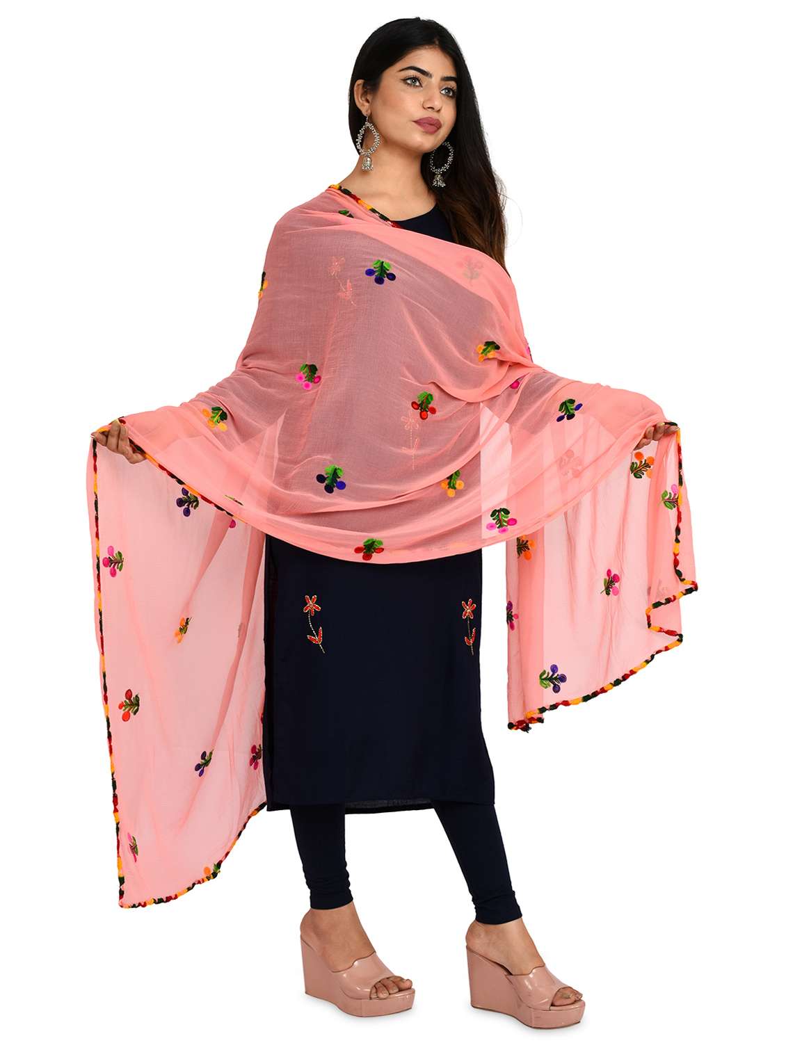 peach chiffon dupatta - 18324715 -  Standard Image - 1
