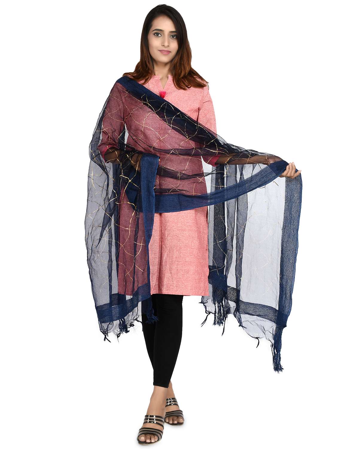 navy chiffon dupatta - 18324724 - Standard Image - 1
