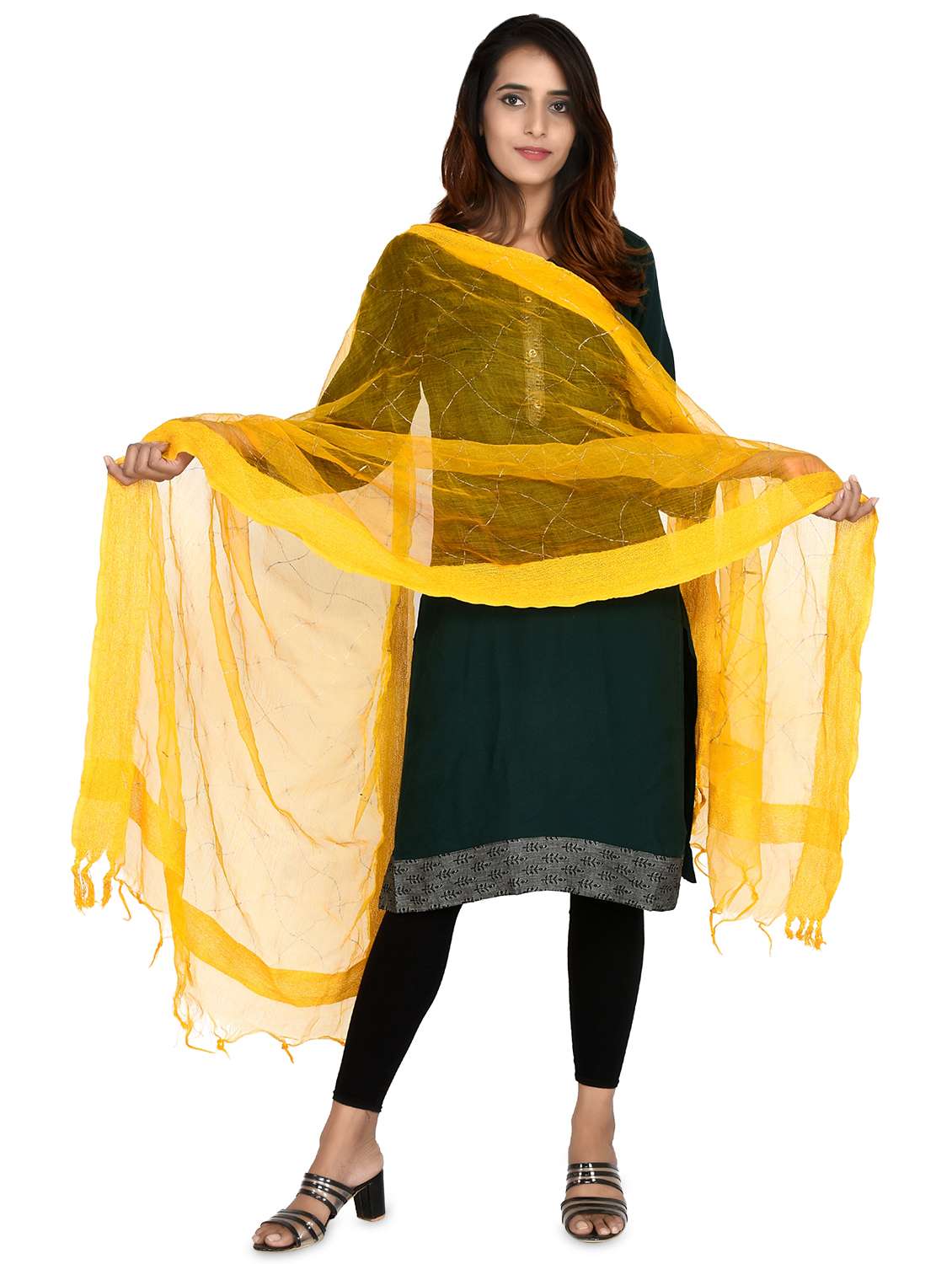 yellow chiffon dupatta - 18324731 - Standard Image - 1