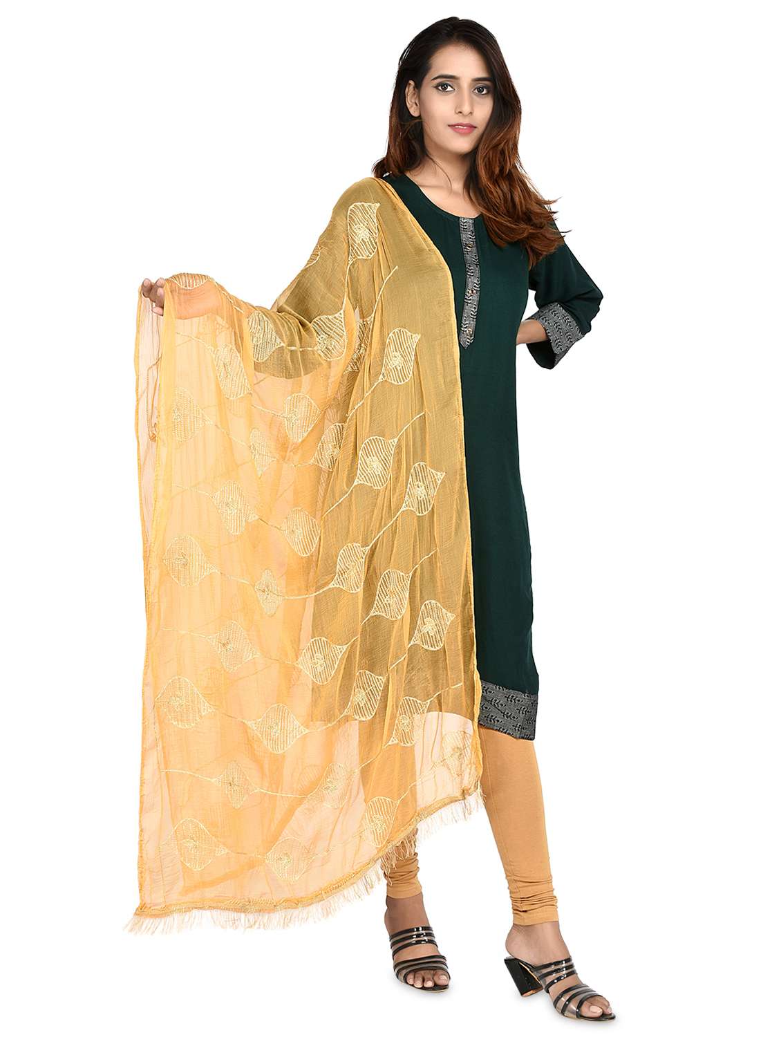beige chiffon dupatta - 18324732 - Standard Image - 1