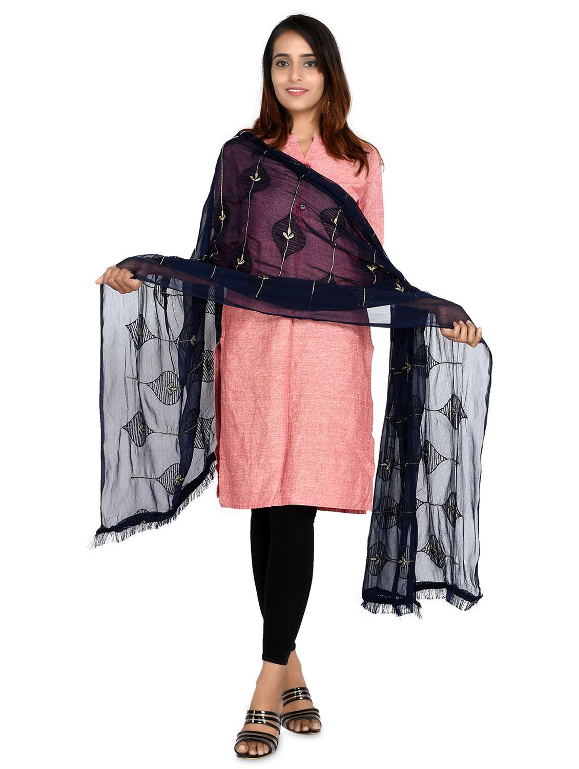 navy chiffon dupatta - 18324735 - Standard Image - 1
