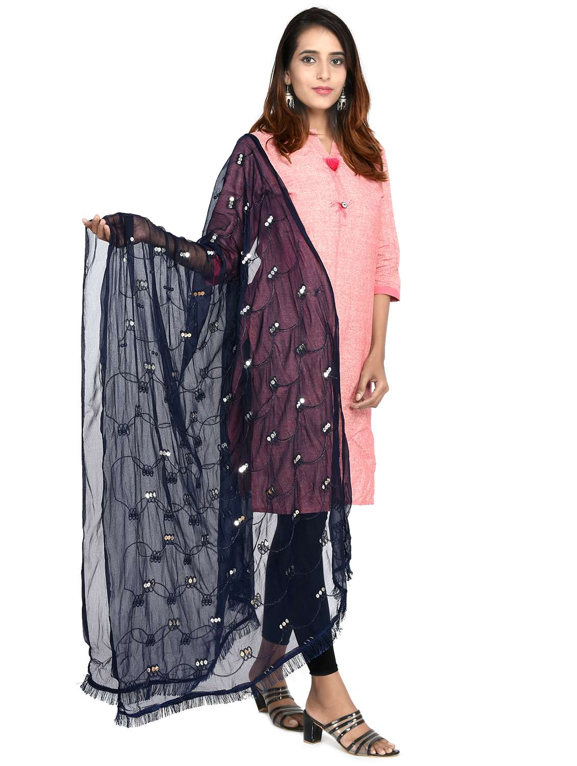 navy chiffon dupatta - 18324743 -  Standard Image - 1