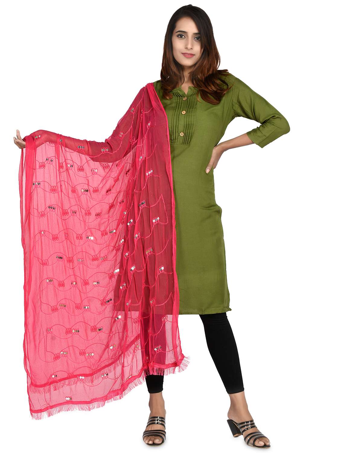 pink chiffon dupatta