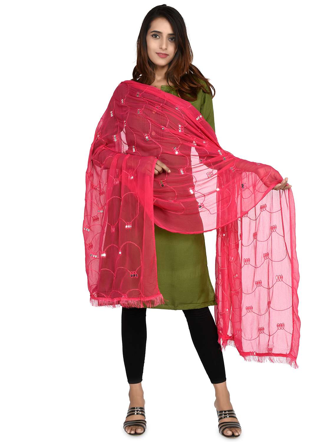 pink chiffon dupatta - 18324744 -  Standard Image - 1