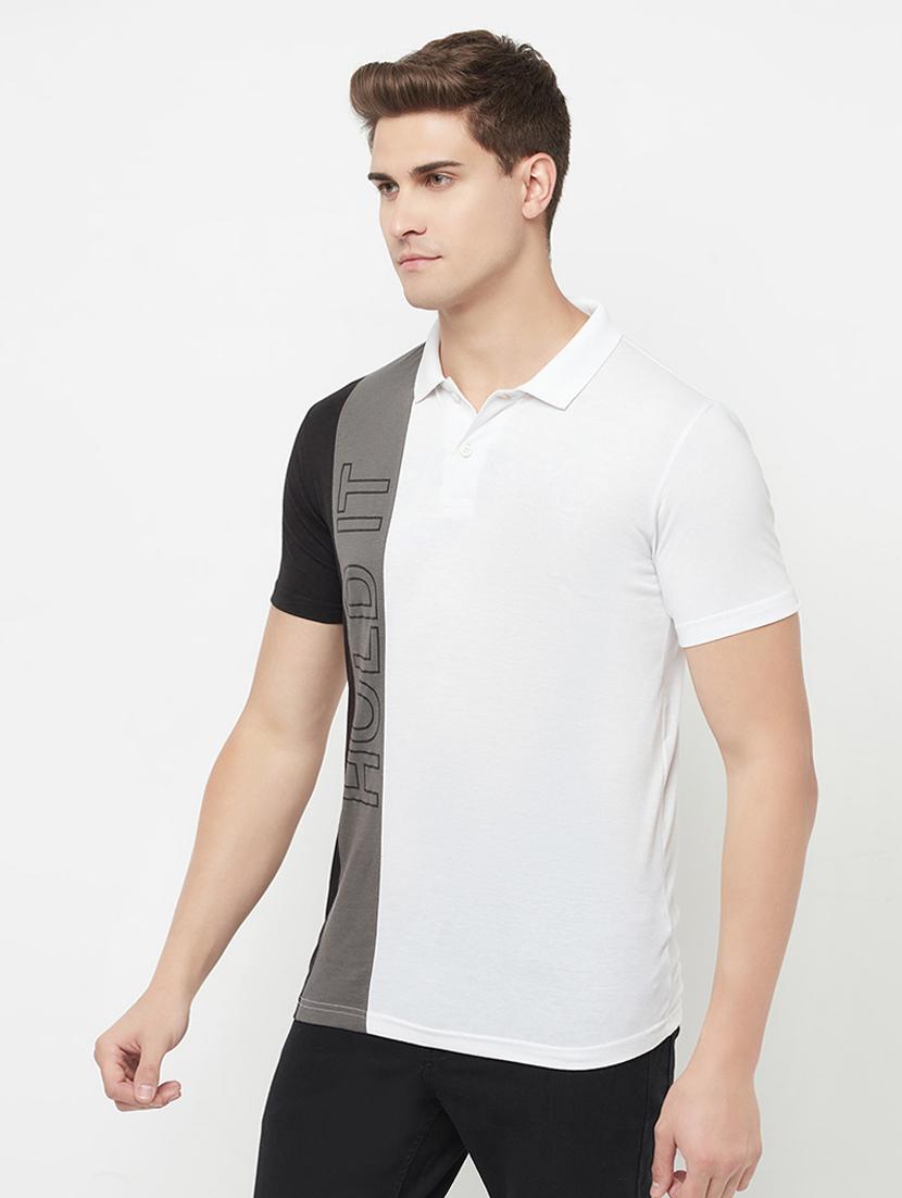 white color-blocked t-shirt - 18324813 -  Standard Image - 1