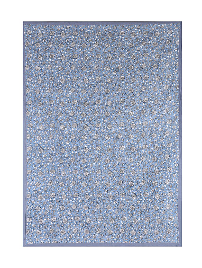 indhome life 100% cotton rectangular dining table cover 4 seater (40 inch * 60 inch) floral pattern blue colour(set of 1 pcs) - 18324988 - Standard Image - 1