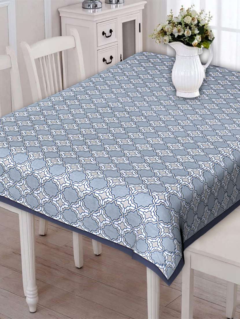 indhome life 100% cotton rectangular dining table cover 4 seater (40 inch * 60 inch) abstract pattern grey colour(set of 1 pcs)