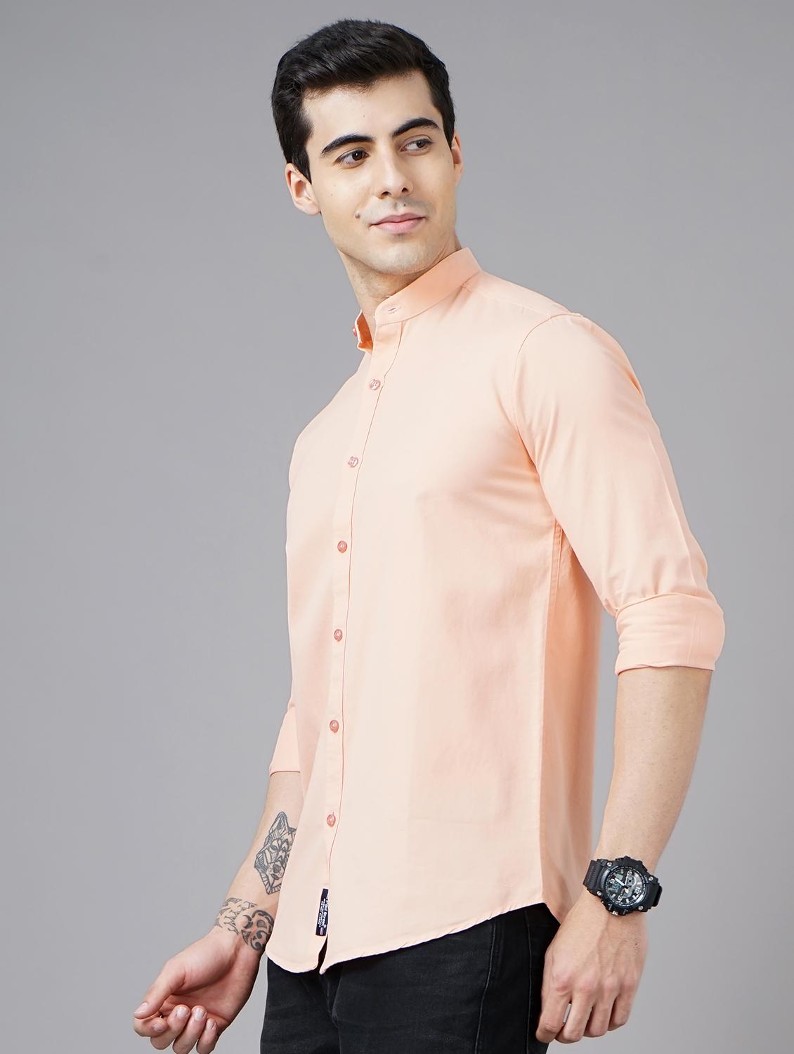 peach solid casual shirt - 18325009 - Standard Image - 1
