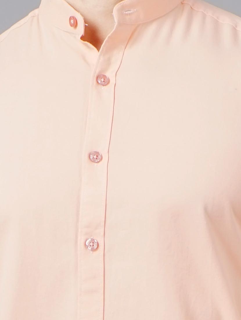 peach solid casual shirt - 18325009 - Standard Image - 4