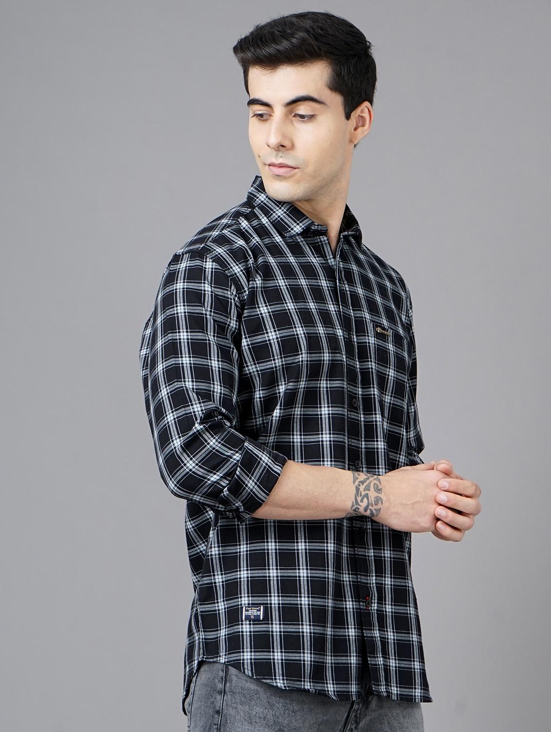 black checkered casual shirt - 18325014 - Standard Image - 1