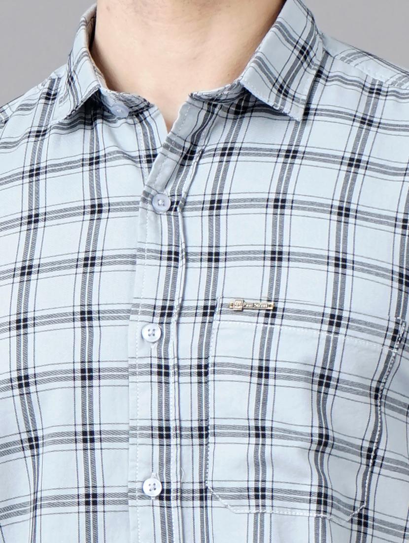 light-blue checkered casual shirt - 18325015 - Standard Image - 4