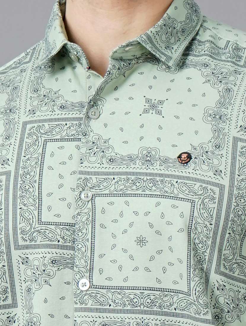 green printed casual shirt - 18325032 - Standard Image - 4