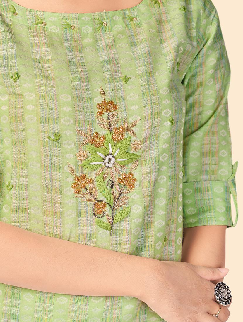 green cotton suit set - 18325307 - Standard Image - 4