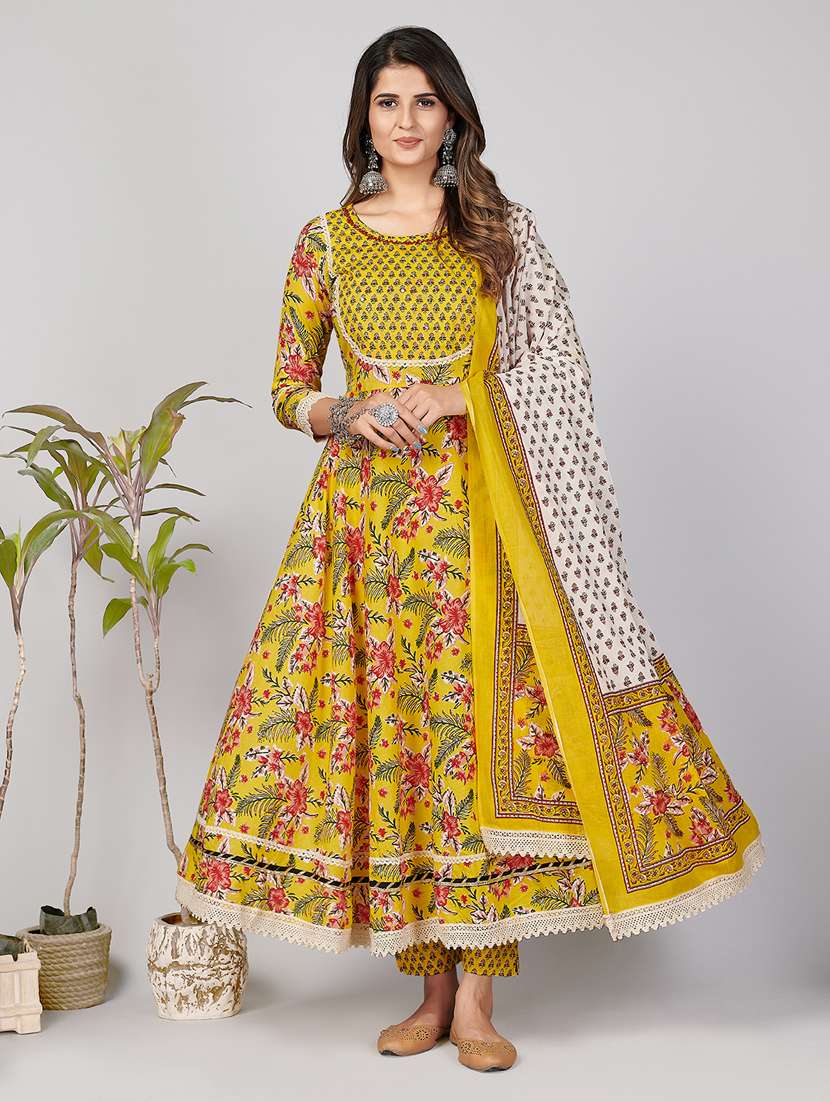 yellow cotton suit  set