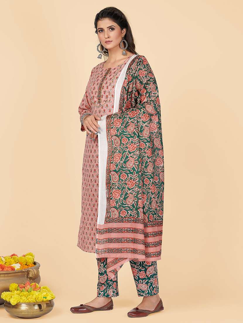 peach cotton suit  set - 18325322 -  Standard Image - 1