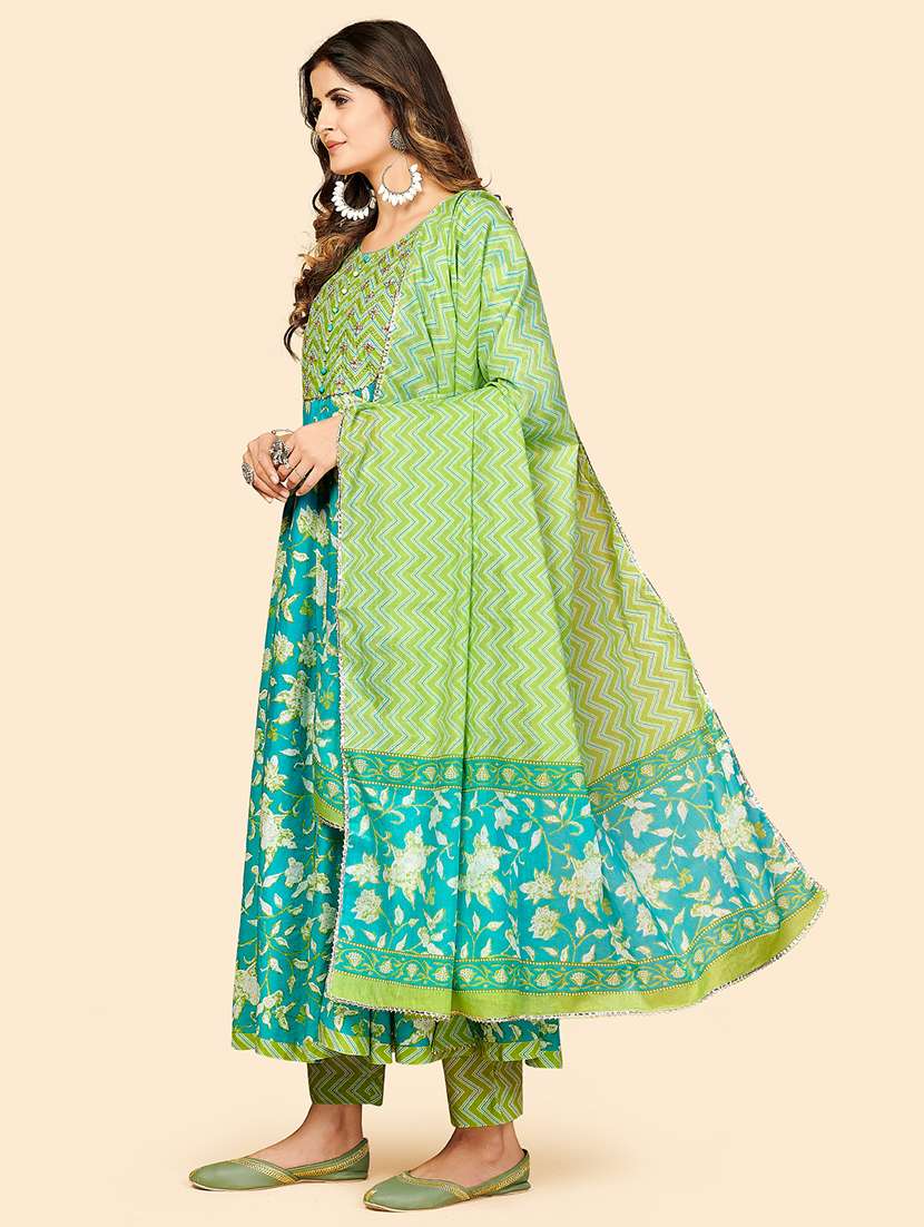 turquoise cotton suit  set - 18325359 -  Standard Image - 1