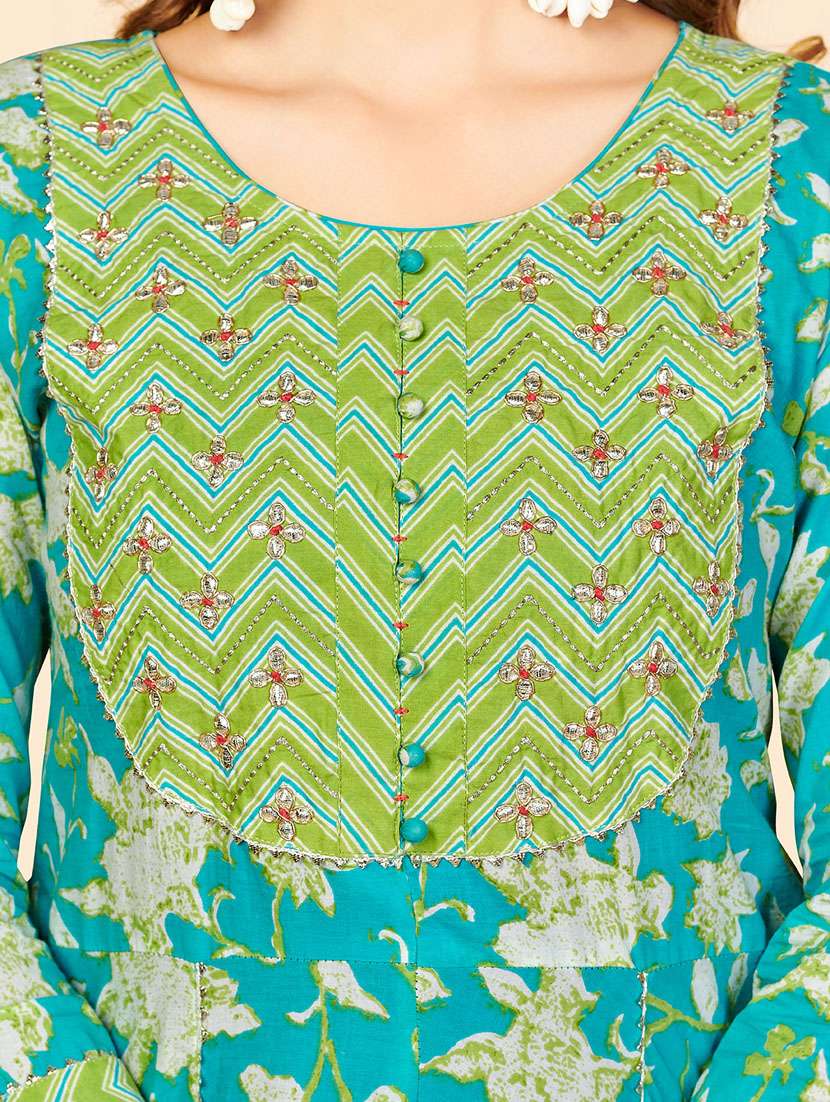 turquoise cotton suit  set - 18325359 -  Standard Image - 4
