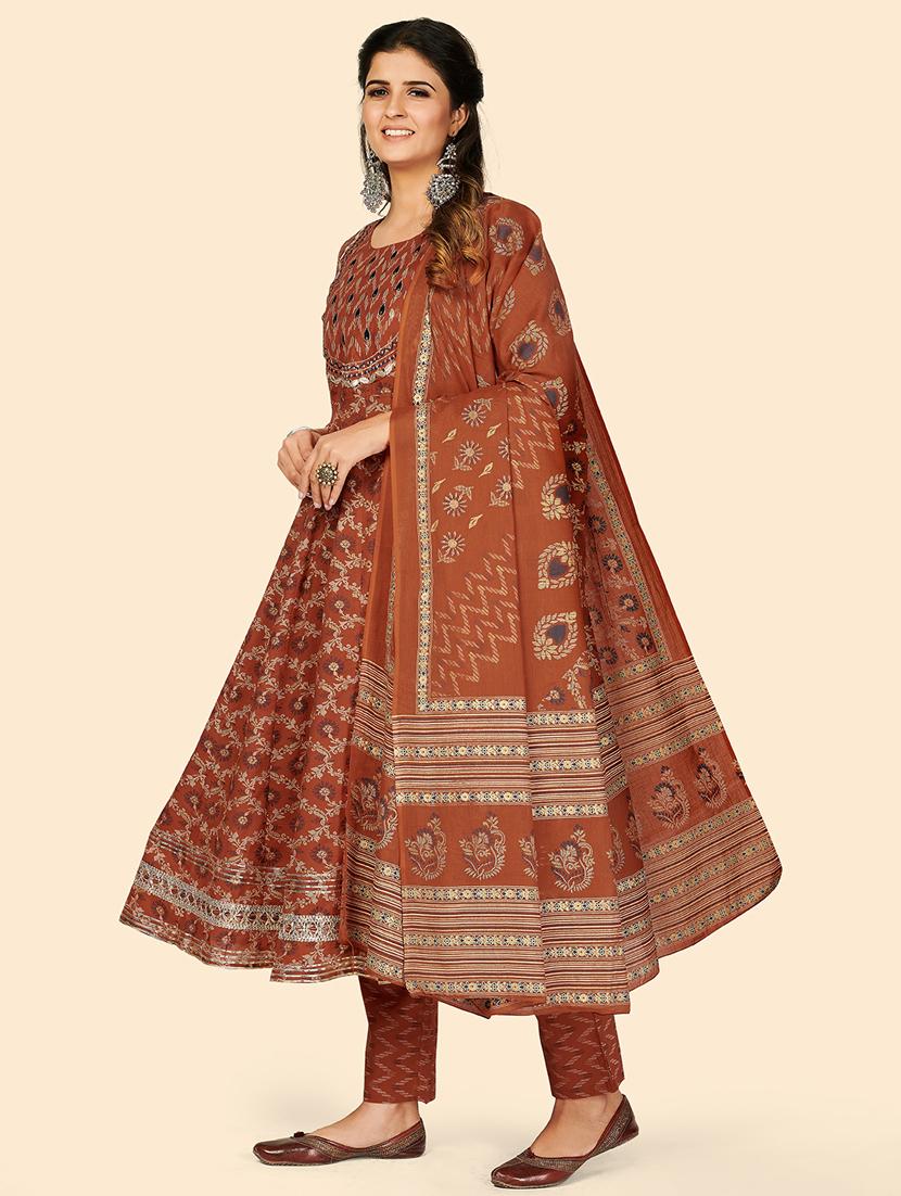 brown printed suit set - 18325423 - Standard Image - 1
