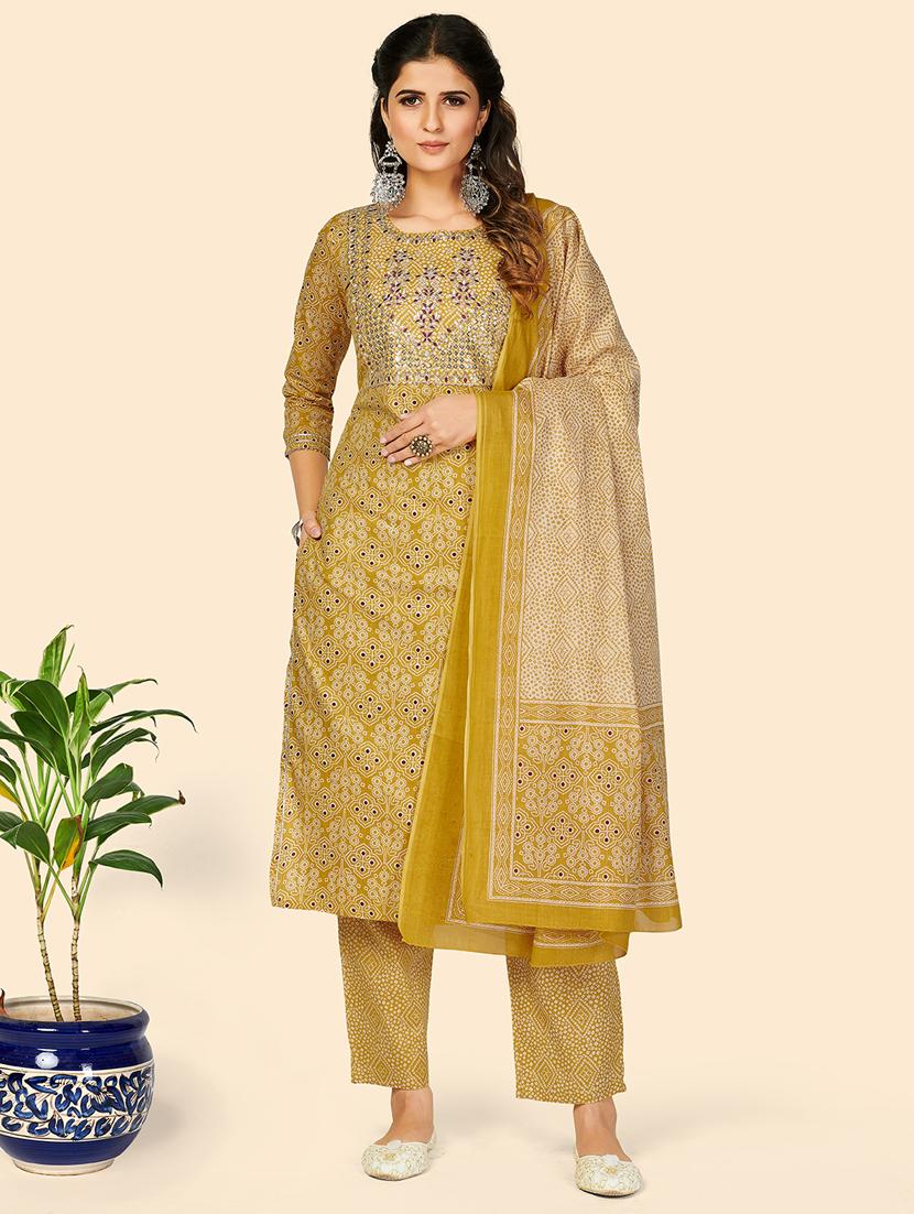 yellow cotton suit set - 18325428 - Zoom Image - 0