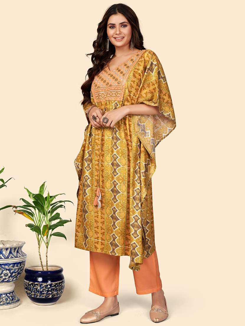 yellow kaftan set - 18325449 -  Standard Image - 1