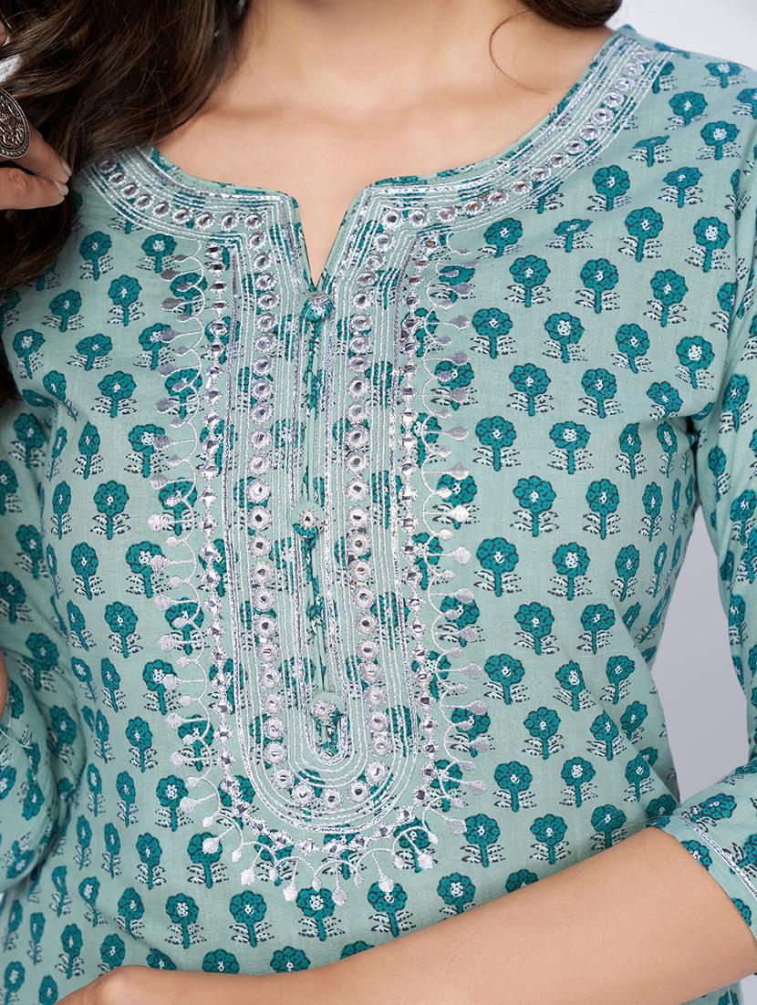 turquoise cotton suit set - 18325463 - Standard Image - 4