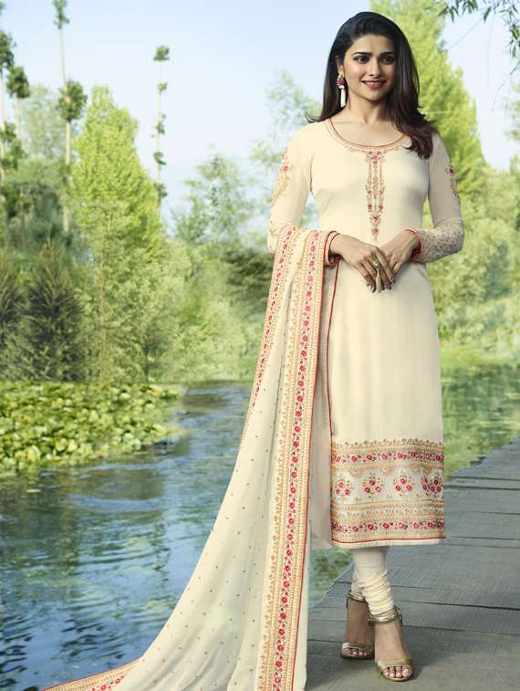 off-white churidaar suits semi-stitched suit