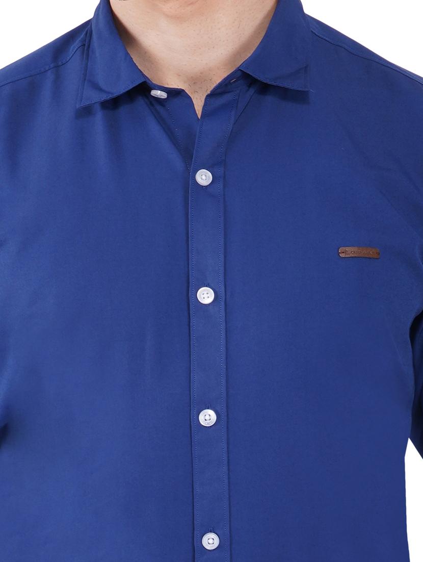 navy blue slim fit solid shirt - 18325825 - Standard Image - 4