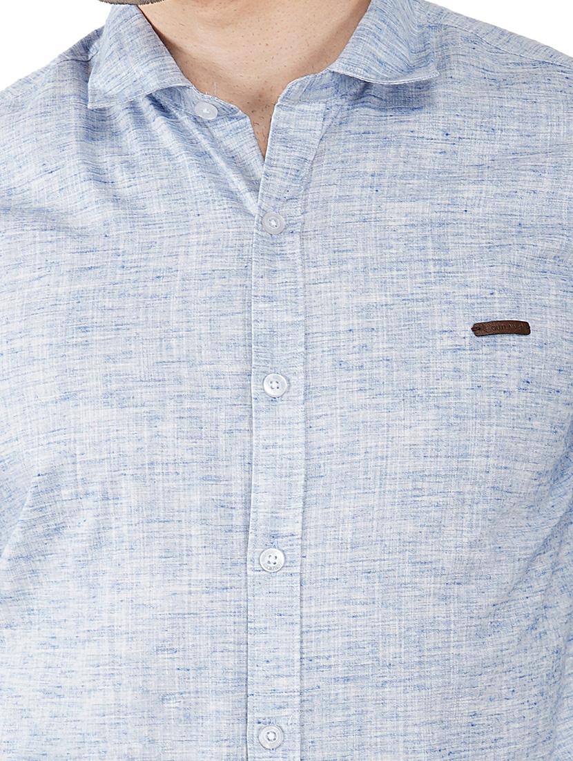 blue slim fit solid shirt - 18325837 - Standard Image - 4
