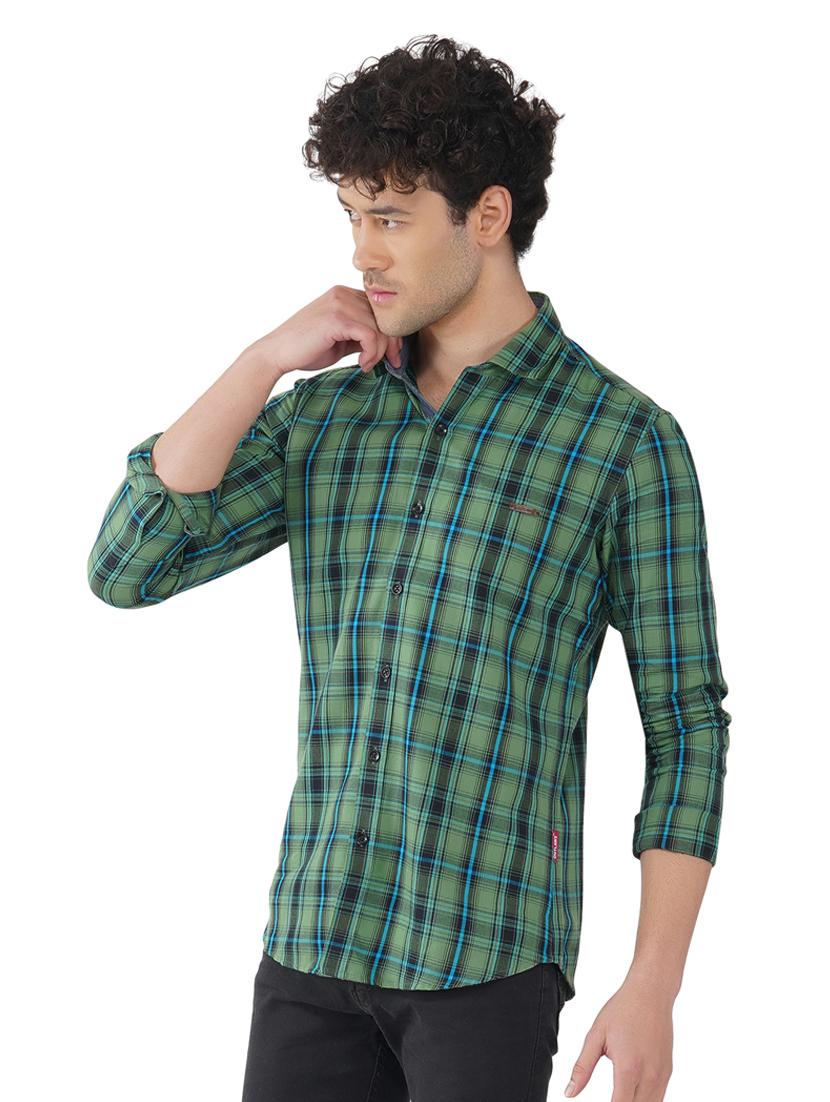 green checked slim fit shirt - 18325860 - Standard Image - 1