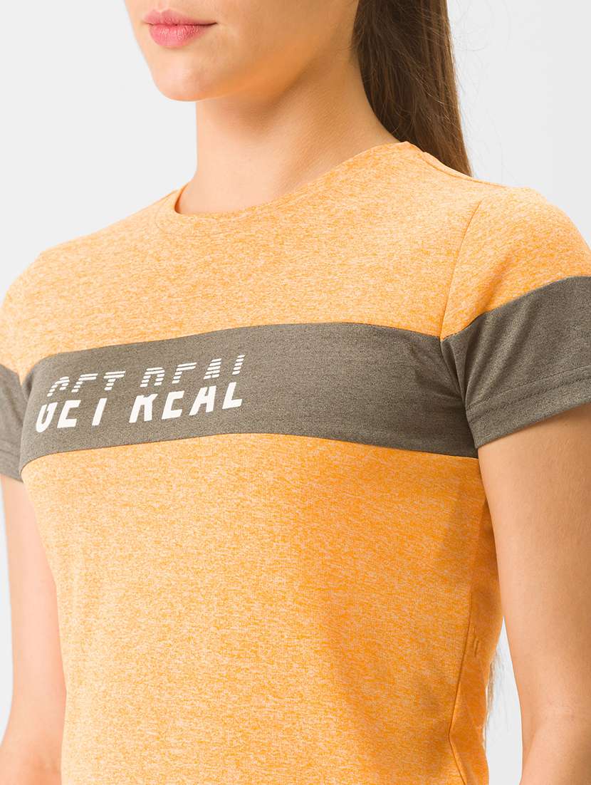 women's chest print round neck t-shirt - 18326110 -  Standard Image - 4