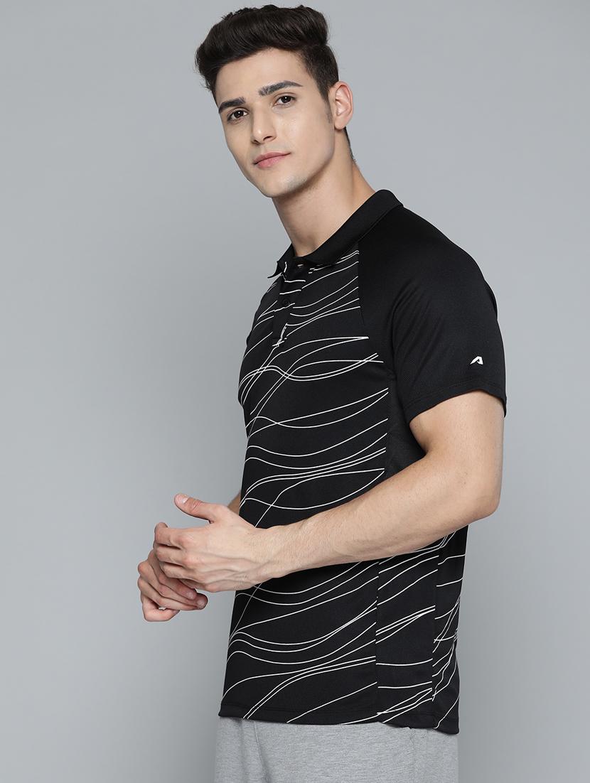 black printed polo t-shirt - 18326510 - Standard Image - 1