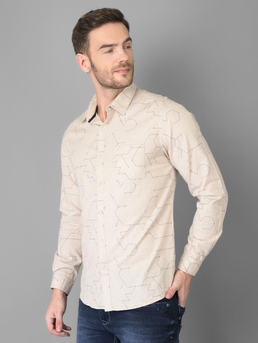 beige printed casual shirt - 18326655 - Standard Image - 1