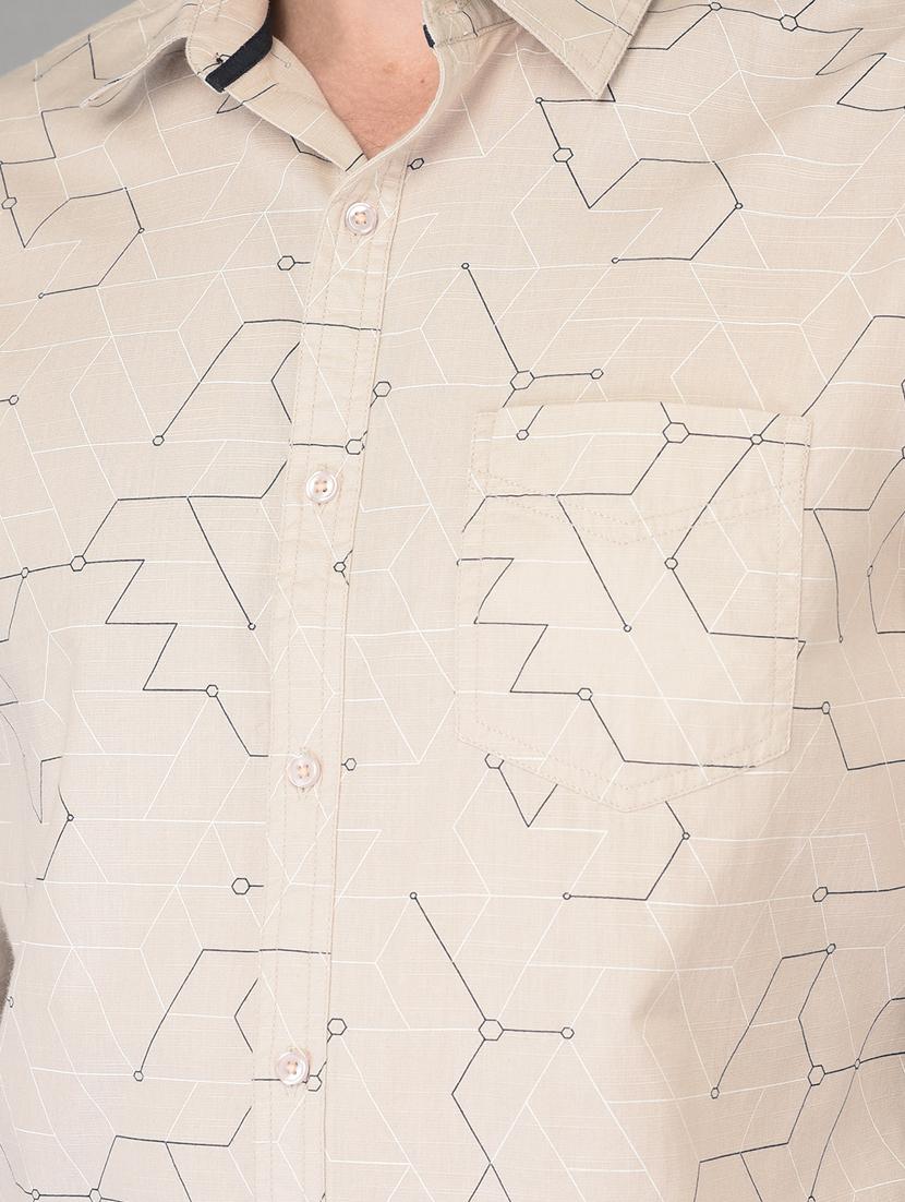 beige printed casual shirt - 18326655 - Standard Image - 4