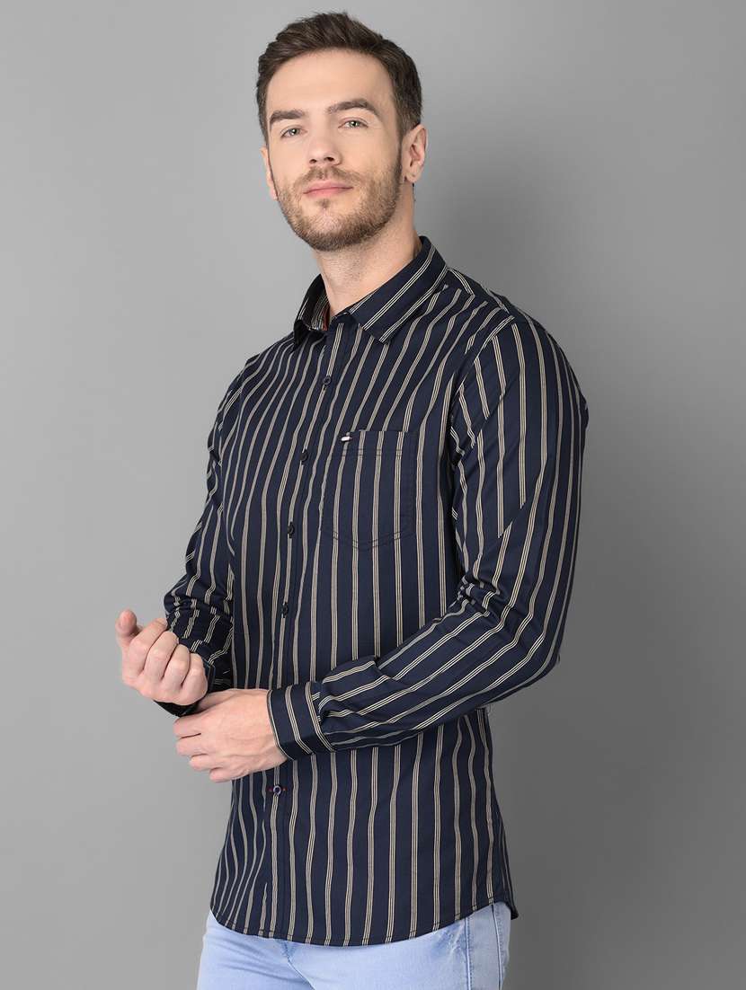 navy blue striped casual shirt - 18326658 -  Standard Image - 1