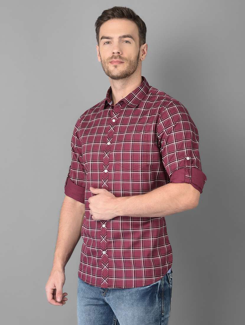 mauve checkered casual shirt - 18326660 - Standard Image - 1