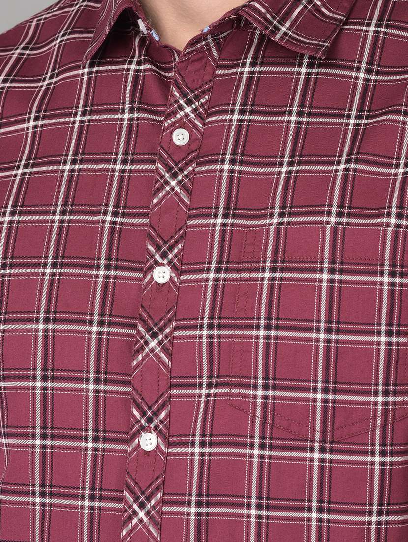 mauve checkered casual shirt - 18326660 - Standard Image - 4