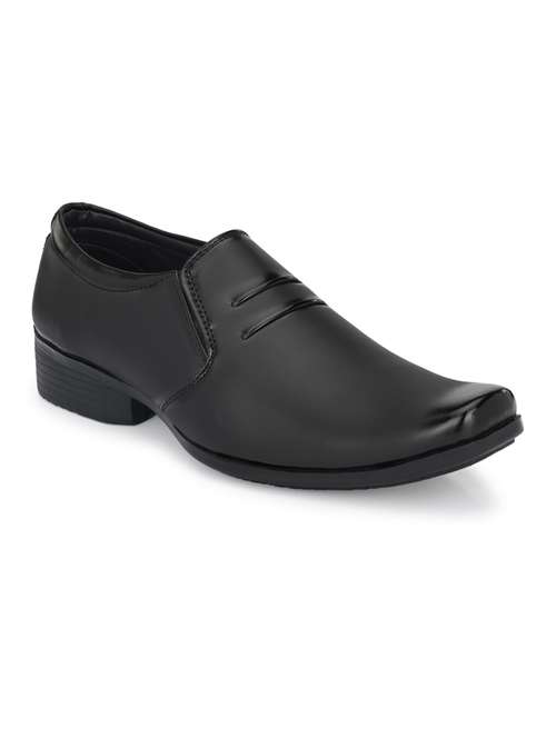 black leatherette slip on ons