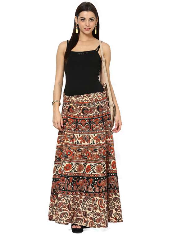beige printed flared skirt - 18327736 -  Standard Image - 1