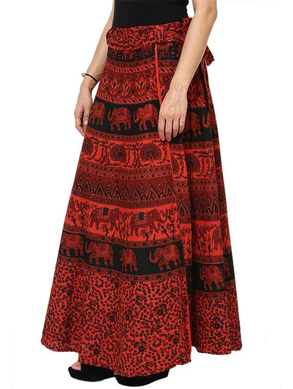 red printed flared skirt - 18327742 -  Standard Image - 1