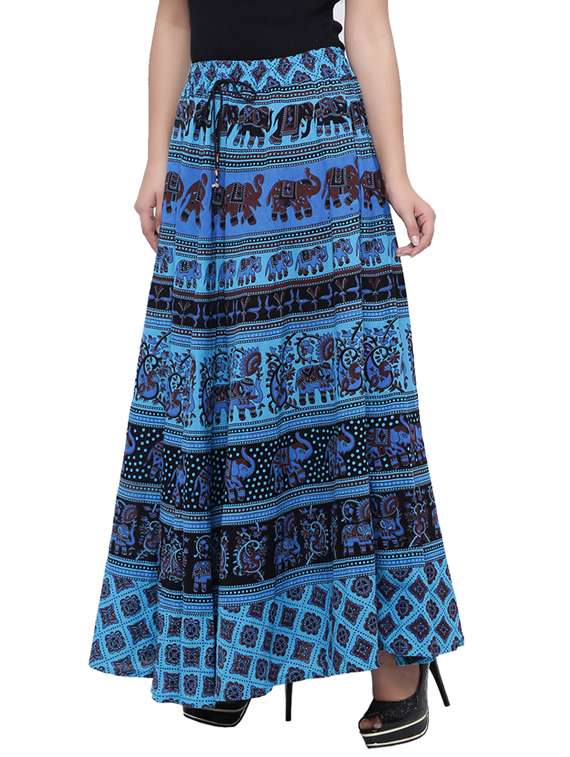 blue printed flared skirt - 18327755 -  Standard Image - 1