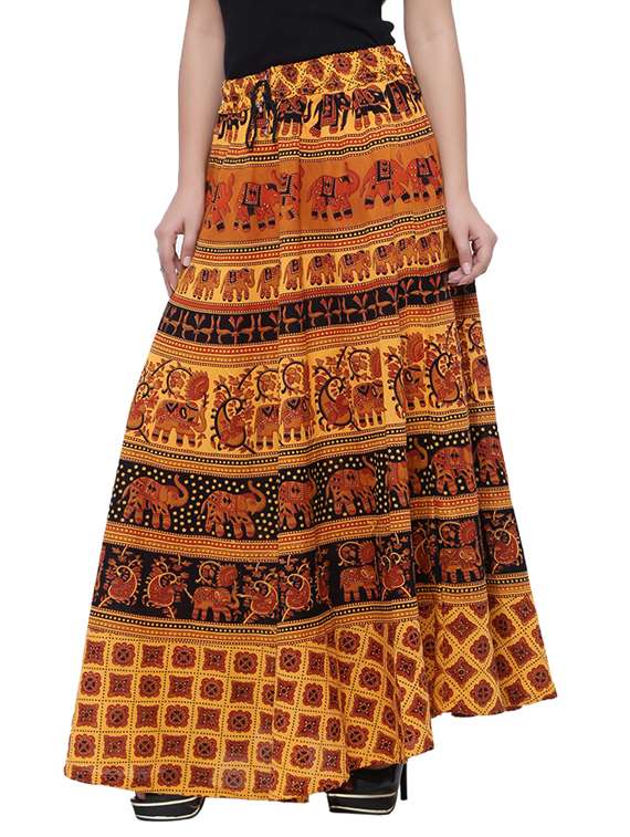 yellow printed flared skirt - 18327756 -  Standard Image - 1