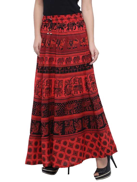 red printed flared skirt - 18327757 -  Standard Image - 1