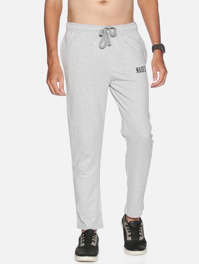 grey printed full length track pant