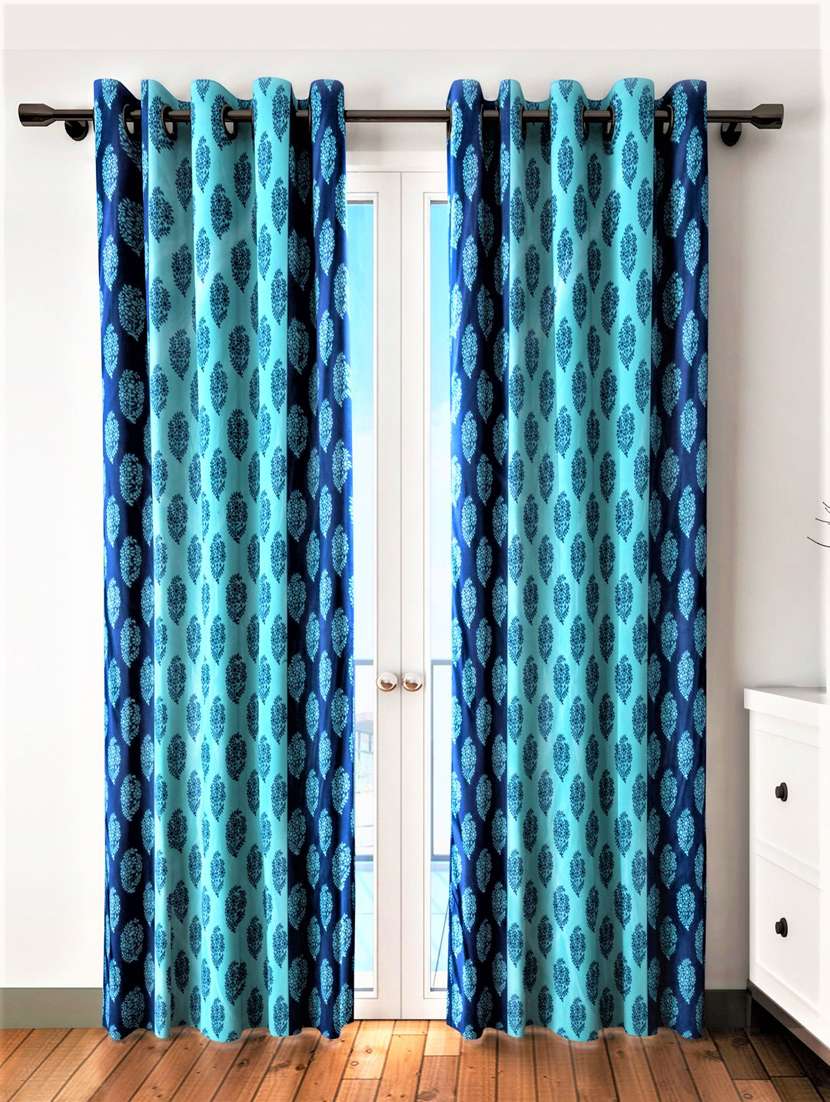 home sizzler 2 pieces blue door curtains